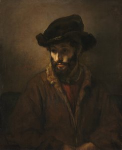 Un hombre con barba y sombrero de Workshop of Rembrandt